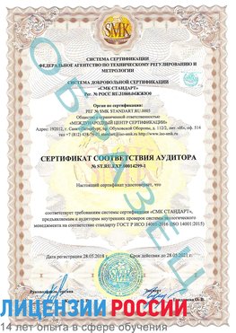 Образец сертификата соответствия аудитора №ST.RU.EXP.00014299-1 Щербинка Сертификат ISO 14001